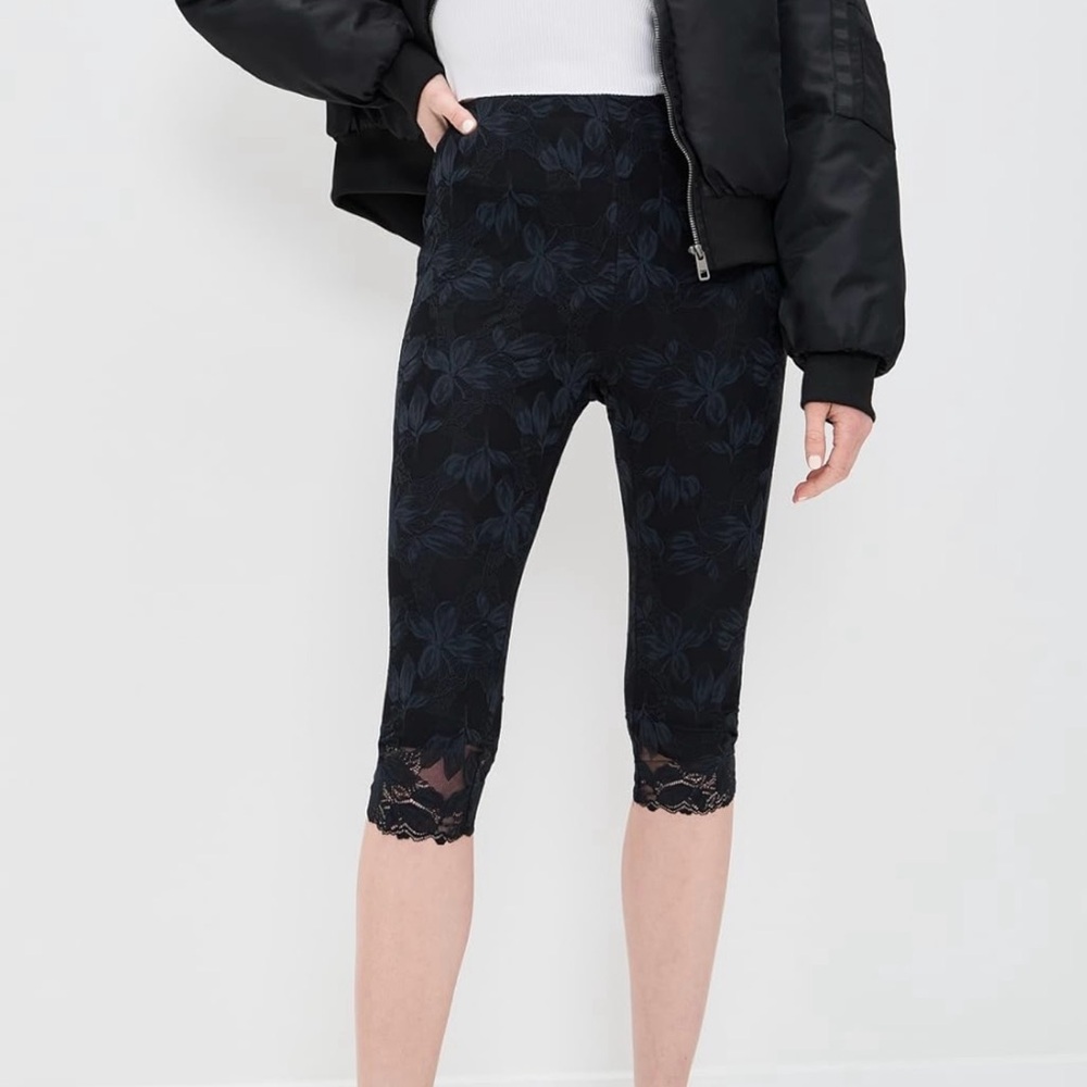 AFRM Black Lace Trim Capris